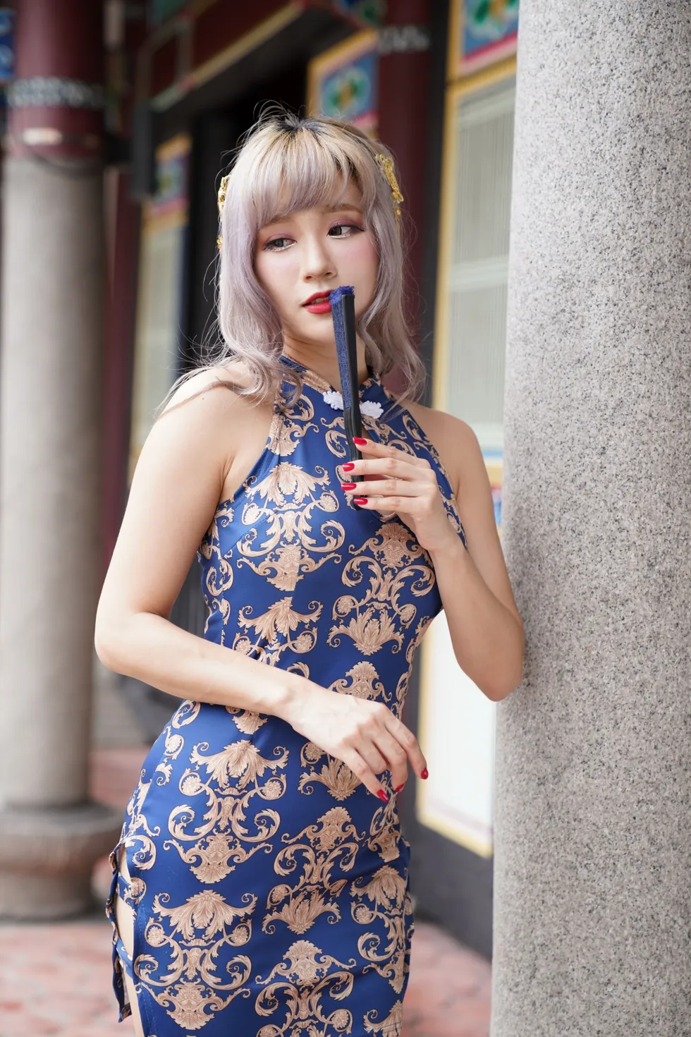 [爱美足] NO.149 薛凯云 蓝花短旗袍高跟美腿 街拍#[105P]-24