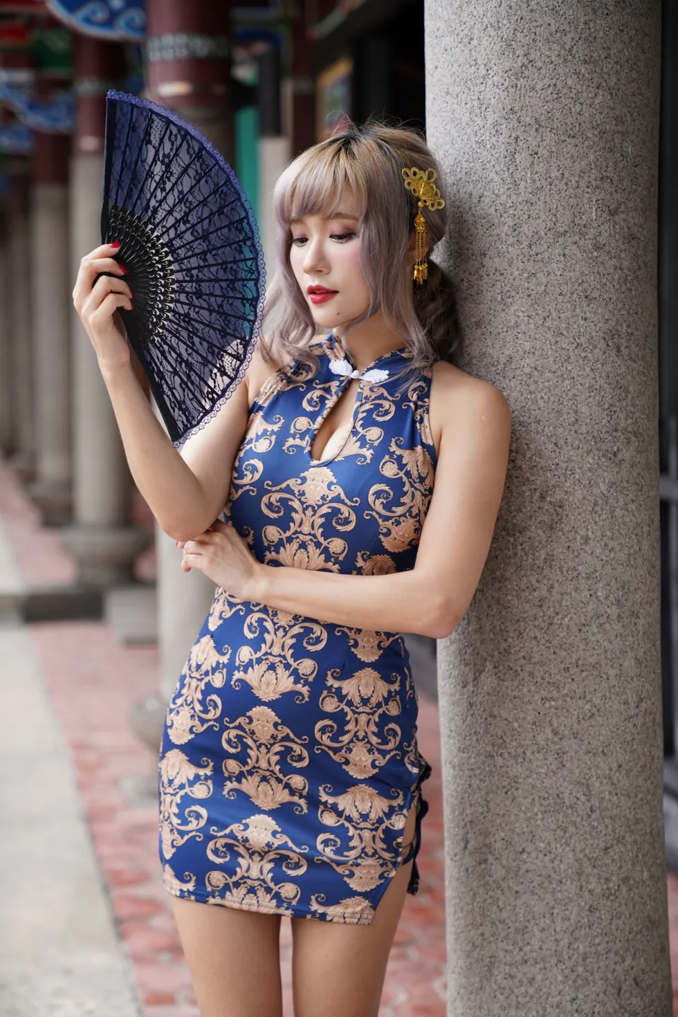 [爱美足] NO.149 薛凯云 蓝花短旗袍高跟美腿 街拍#[105P]-34