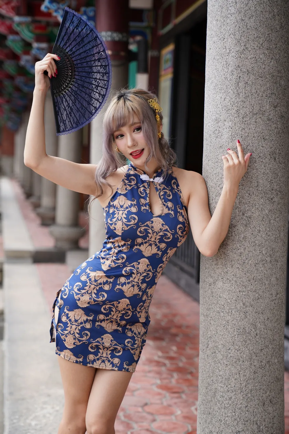 [爱美足] NO.149 薛凯云 蓝花短旗袍高跟美腿 街拍#[105P]-36