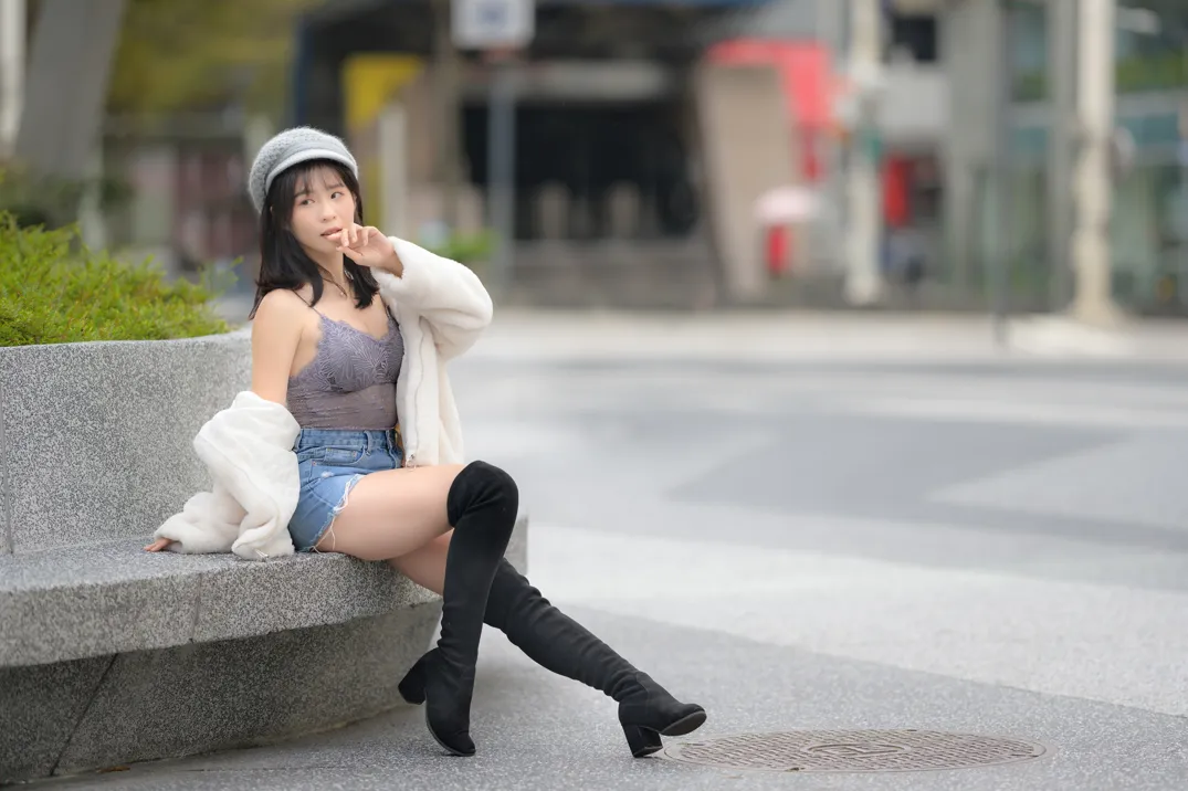 [爱美足] NO.215 YoYo 牛仔短裤长靴 街拍#[105P]-5