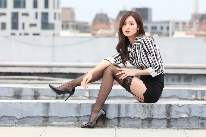 [Mzsock] NO.025 Long-legged beauty model Zhang Xiao sexy black stockings outdoor shot street photography#[93P]-6